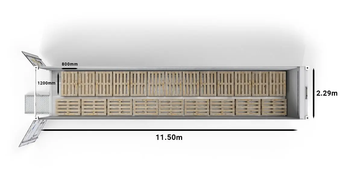 Palettes Europe dans un conteneur ArcticStore de 40 pieds