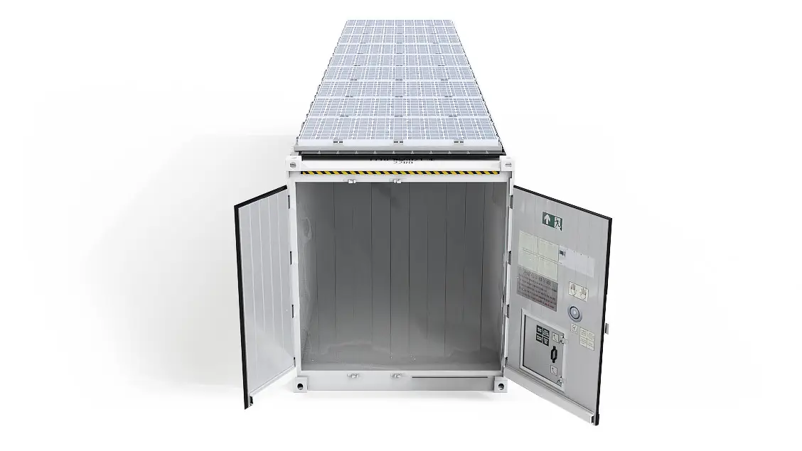 40ft ArcticStore Horizon avec Panneaux Solaires Portes Ouvertes Vue de face