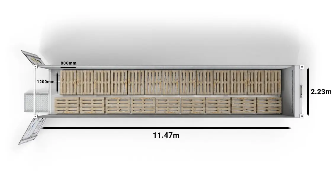 22 Europaletten in einem 40 Fuß-ArcticStore Horizon
